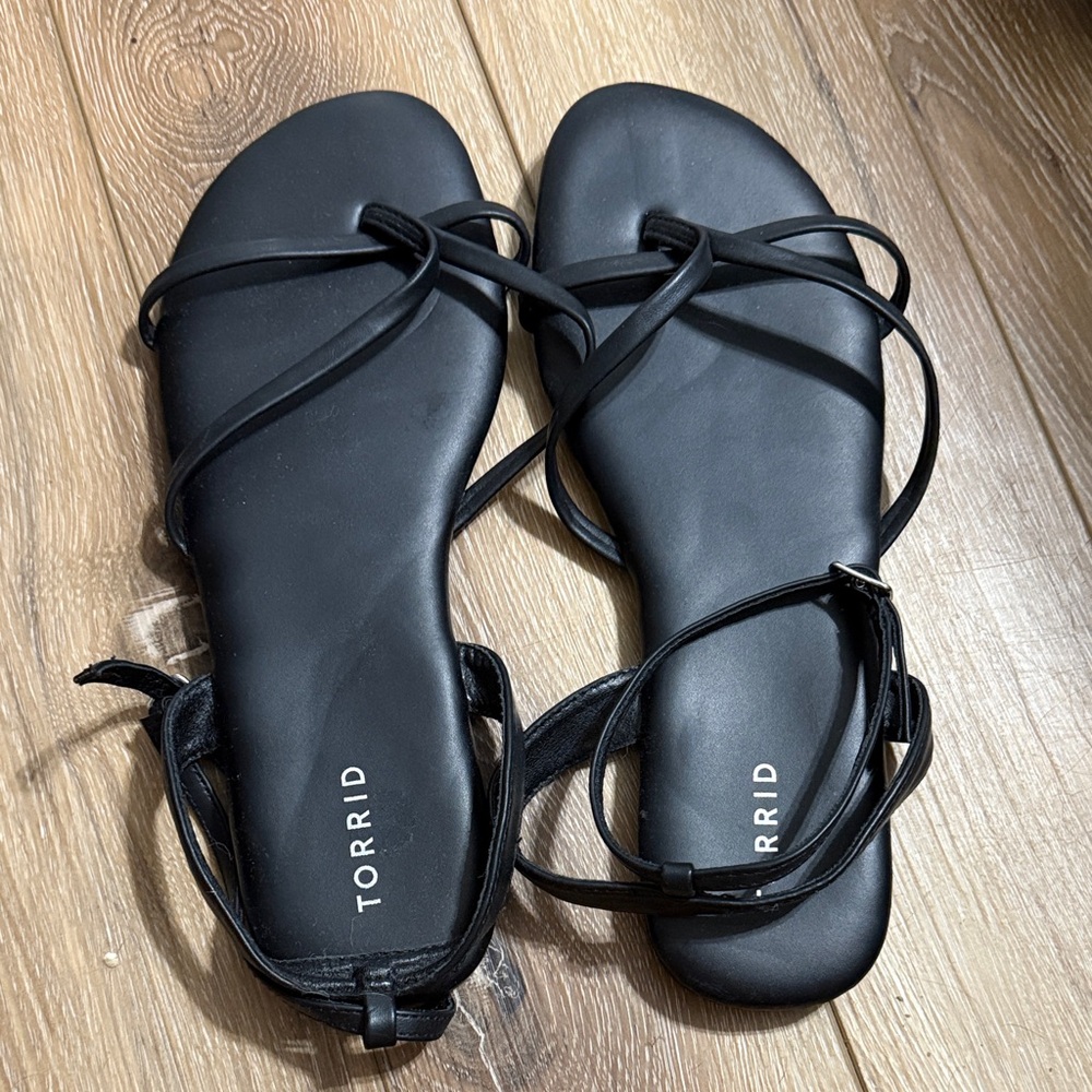 Torrid Black Strappy Flat Sandals